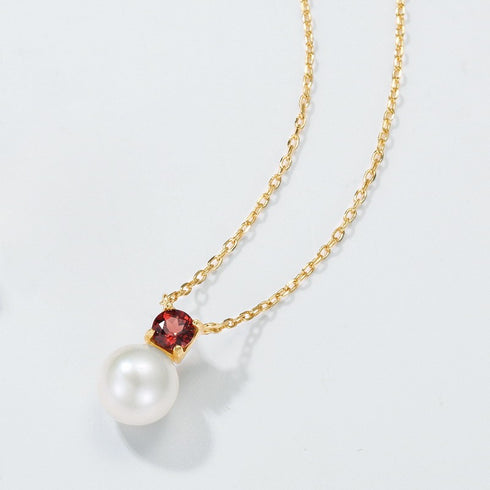 Red Zirconia Pearl Necklace